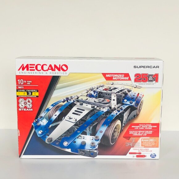 New Meccano 25 in 1Models Motorized Supercar STEAM Building Kit with LED Light - Picture 11 of 15